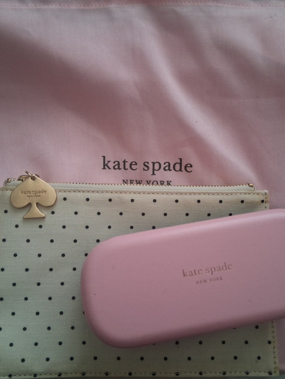 2Fer! Kate Spade Blue Glasses Case and Polka Dot Pouch